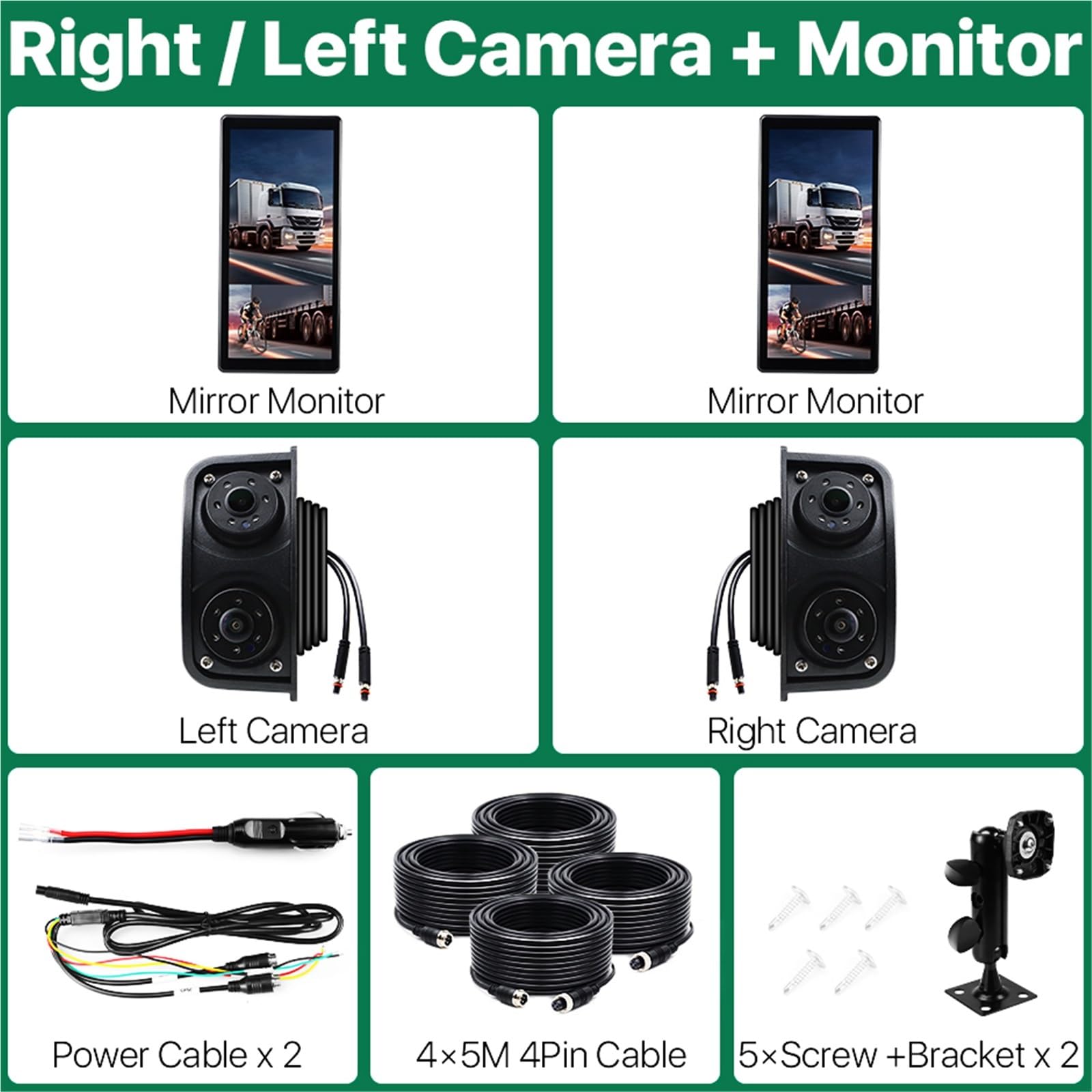 Rückfahrkamera für Auto 10,36 Zoll IPS Touchscreen BSD DVR Loop Recorder Auto LCD Elektronische Rückansicht Vertikale Spiegel Monitor Für LKW Bus Rückkamera(Add Left Right Cam) von ZHANFEIS