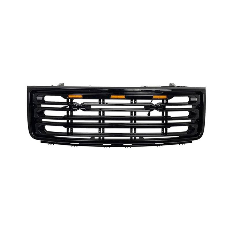 ZHANGAILINGBI ABS-Frontobergrill, kompatibel for GMC Sierra 1500 2007 2008 2009 2010 2011 2012 2013, glänzend schwarzer Renngrill mit LED-Licht von ZHANGAILINGBI