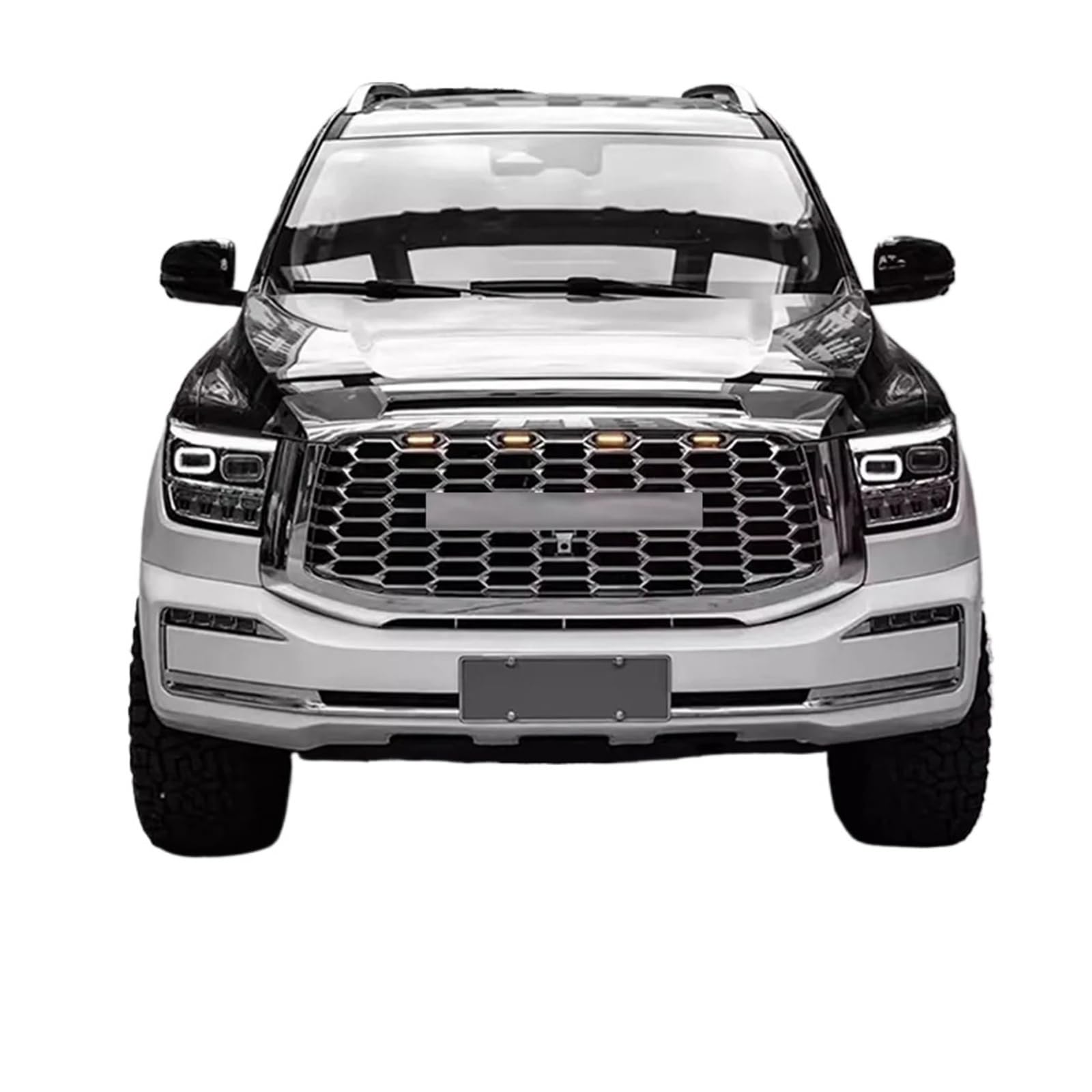 ZHANGAILINGBI ABS-Offroad-Grill – kompatibel mit Great Wall Tank 500 2019–2021 – Racing-Grill Mattschwarz mit Chromrahmen – Auto-Außenteile(Full Silver) von ZHANGAILINGBI