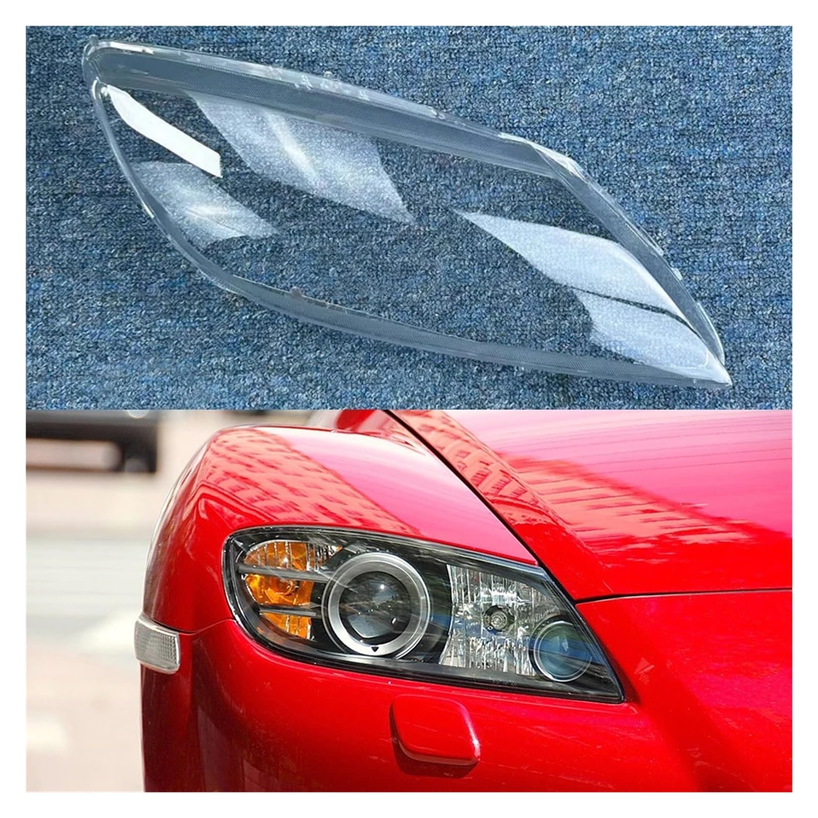 ZHANGAILINGBI Auto Front Glas Objektiv Scheinwerfer Transparent Lampenschirm Auto Lampe Shell Lichter Gehäuse Kompatibel for Mazda RX-8 2001-2010 Scheinwerfer Abdeckung(Right) von ZHANGAILINGBI