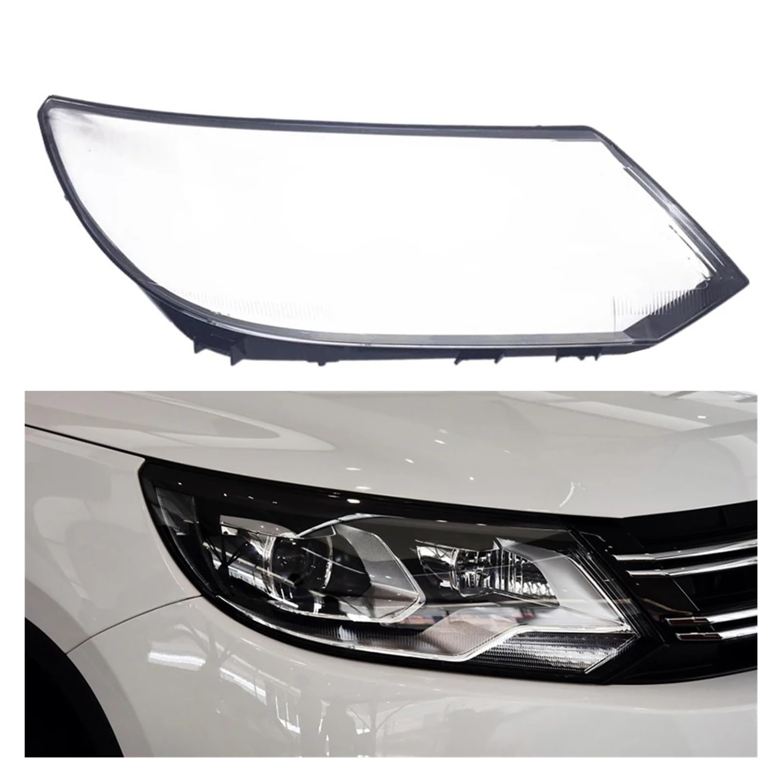 ZHANGAILINGBI Auto Front Scheinwerfer Scheinwerfer Licht Glas Objektiv Fall Lampenschirm Auto Shell Abdeckung Kompatibel for VW Tiguan 2013 2014 2015 2016 2017(Low Right) von ZHANGAILINGBI