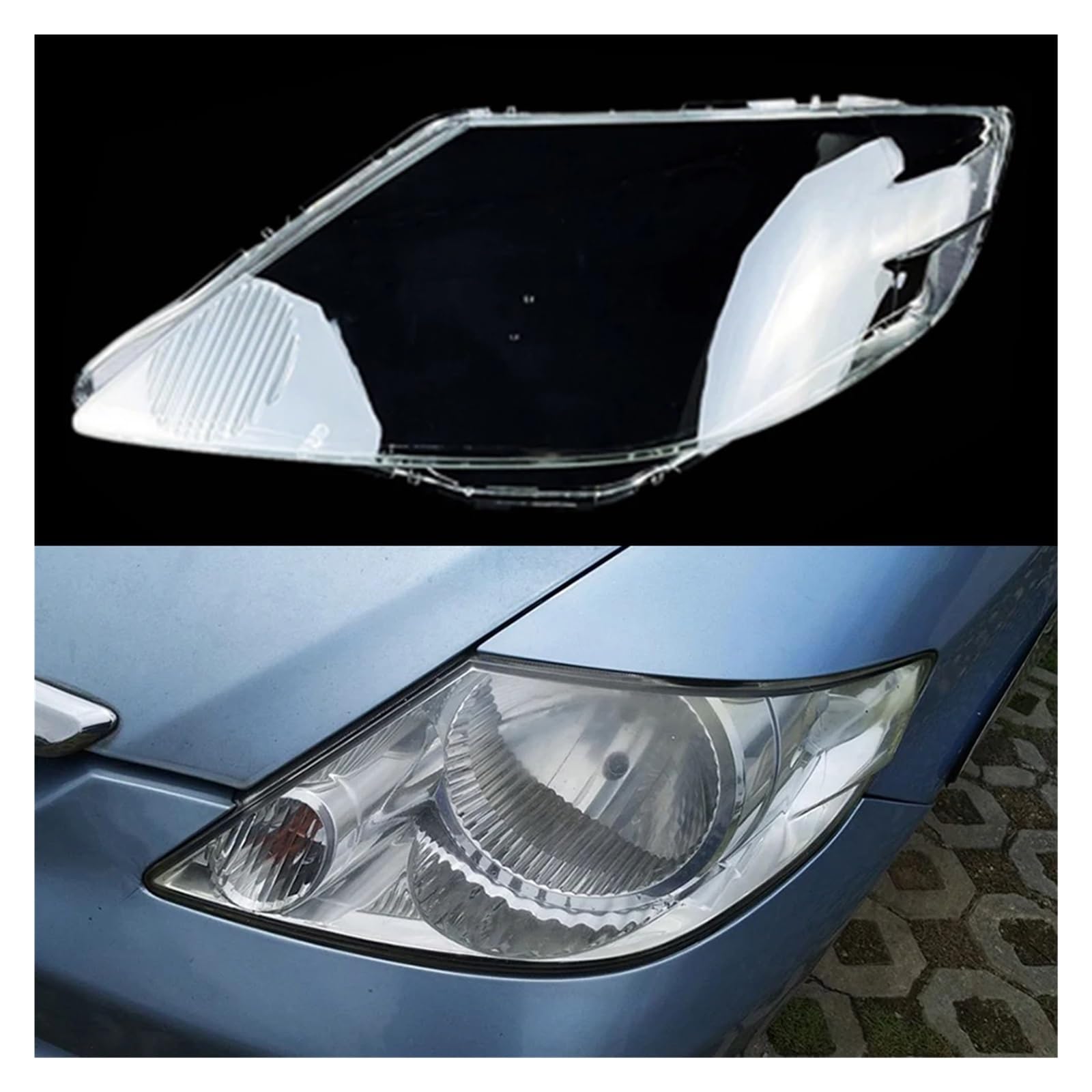 ZHANGAILINGBI Auto-Frontscheinwerfer-Abdeckung, Auto-Scheinwerfer-Lampenschirm, Lampenabdeckung, Kopflampen-Licht, Glaslinsenschale, kompatibel mit Honda Fit Jazz Sedan 2003–2007(Sedan Left) von ZHANGAILINGBI