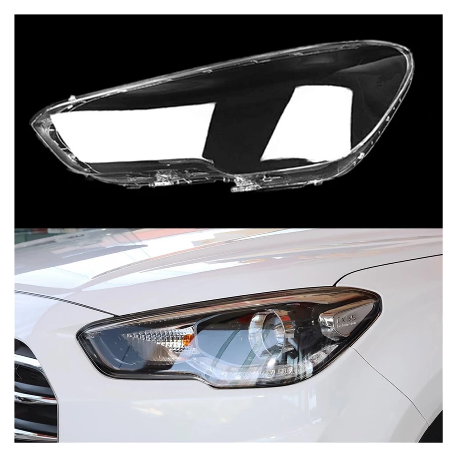 ZHANGAILINGBI Auto-Frontscheinwerferkappen, kompatibel for Hyundai IX35 2018 2019 2020, Glas-Scheinwerferabdeckung, transparenter Lampenschirm, Lampenlinse, Schale, Lichtgehäuse(Left) von ZHANGAILINGBI