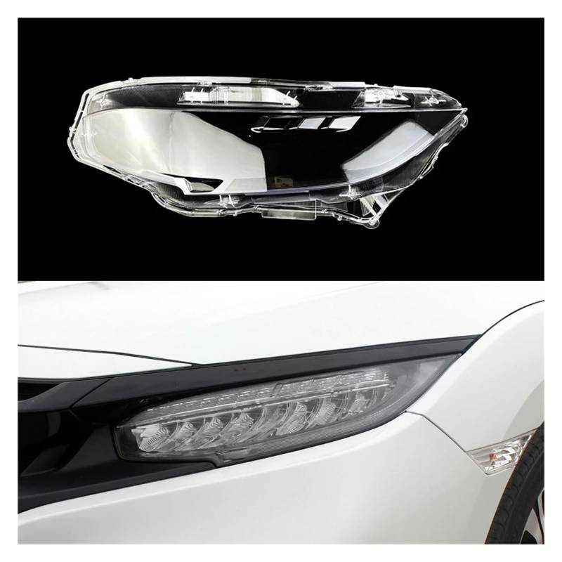 ZHANGAILINGBI Auto-Kopflampen-Lichtgehäuse, kompatibel mit Honda Civic 2016–2021, Auto-Frontscheinwerfer-Objektivabdeckung, Lampenschirm, Glas, Lampenabdeckungskappen, Scheinwerferschale(High Left) von ZHANGAILINGBI