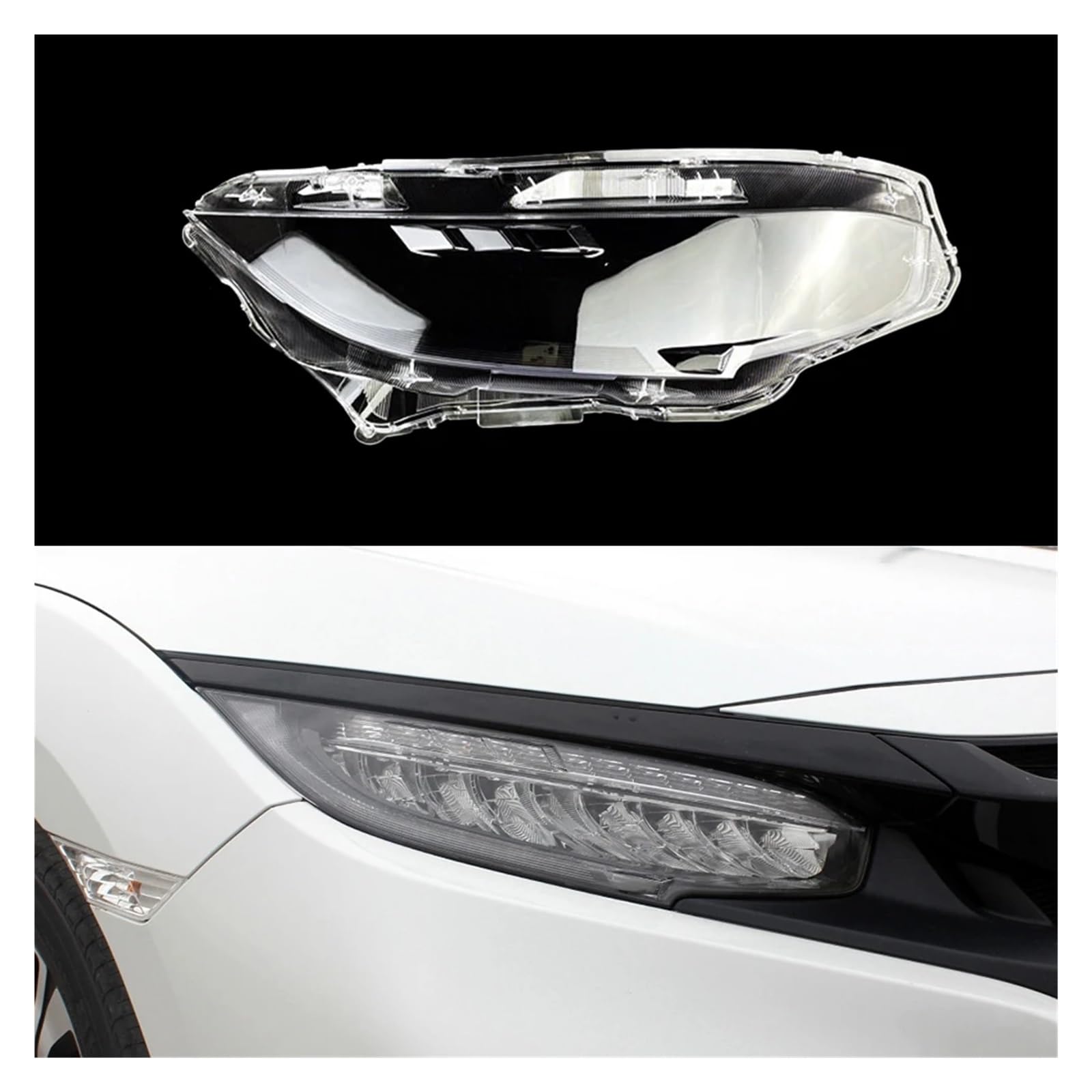 ZHANGAILINGBI Auto-Kopflampen-Lichtgehäuse, kompatibel mit Honda Civic 2016–2021, Auto-Frontscheinwerfer-Objektivabdeckung, Lampenschirm, Glas, Lampenabdeckungskappen, Scheinwerferschale(High Right) von ZHANGAILINGBI