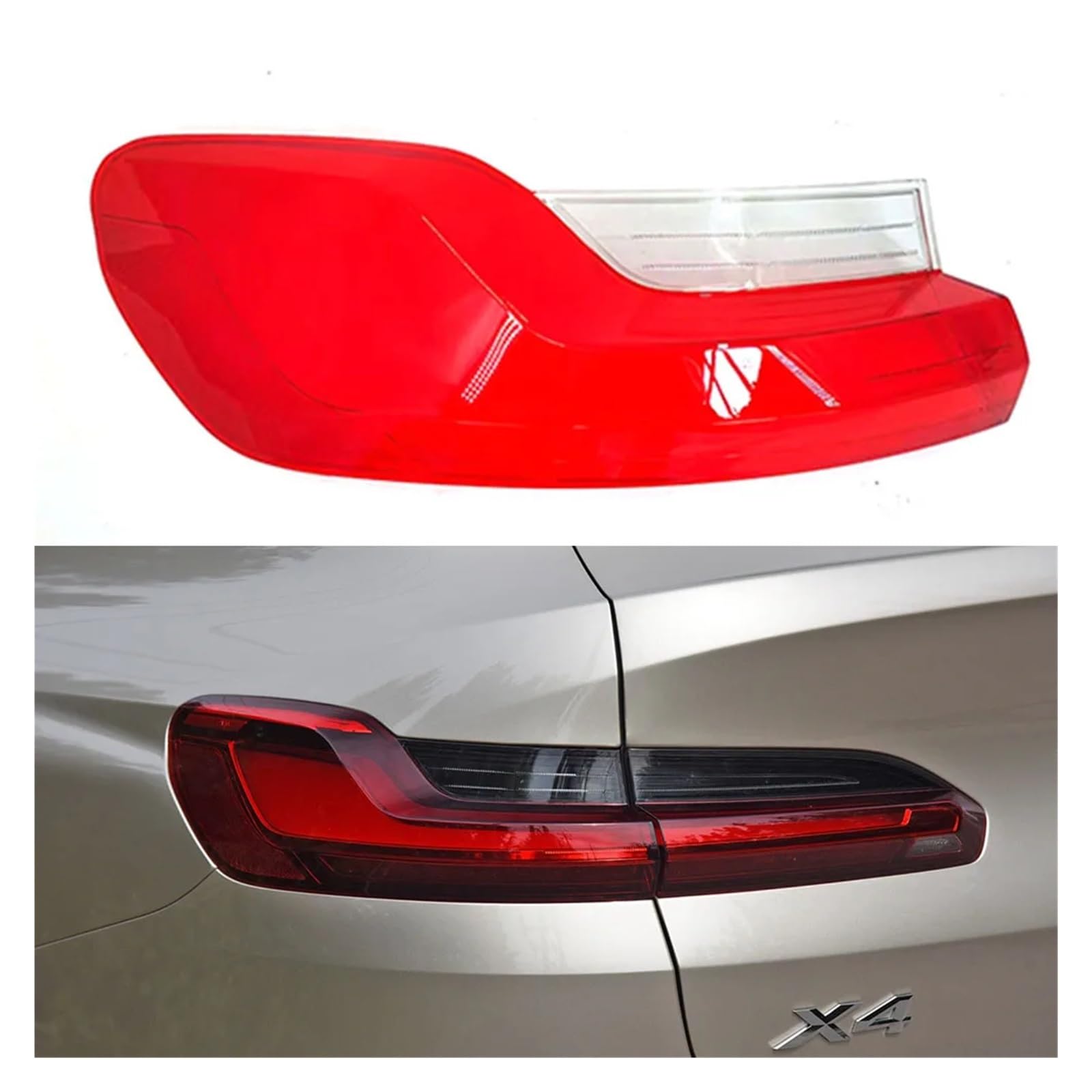 ZHANGAILINGBI Auto-Rücklichtabdeckung, kompatibel for BMW X4 2019–2022, Lampenschirm, Rücklichtschale, Rückleuchte, klare Linsenabdeckung, Rücklicht-Lampenabdeckung(Outside Left) von ZHANGAILINGBI