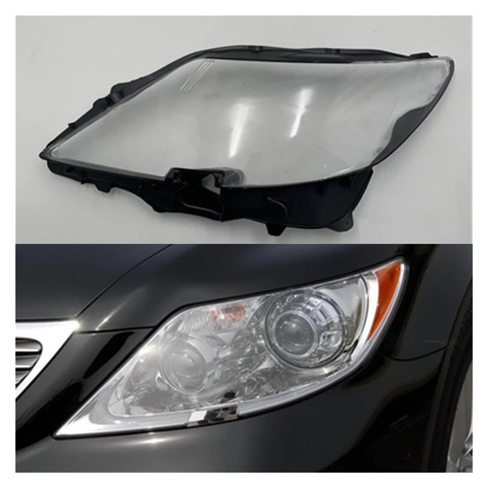 ZHANGAILINGBI Auto-Scheinwerfer-Abdeckung, Glasschale, Frontscheinwerfer, transparenter Lampenschirm, Auto-Licht-Lampe, kompatibel mit Lexus LS460 2006 2007 2008 2009(Black Edge Left) von ZHANGAILINGBI