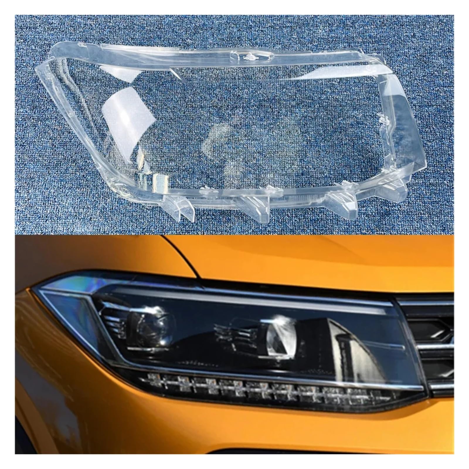 ZHANGAILINGBI Auto-Scheinwerfer-Lampenabdeckung, Glas, Lampenschale, Scheinwerfer-Abdeckung, transparenter Lampenschirm, Lampenabdeckung, kompatibel for VW T-Cross 2019–2022(High Right) von ZHANGAILINGBI