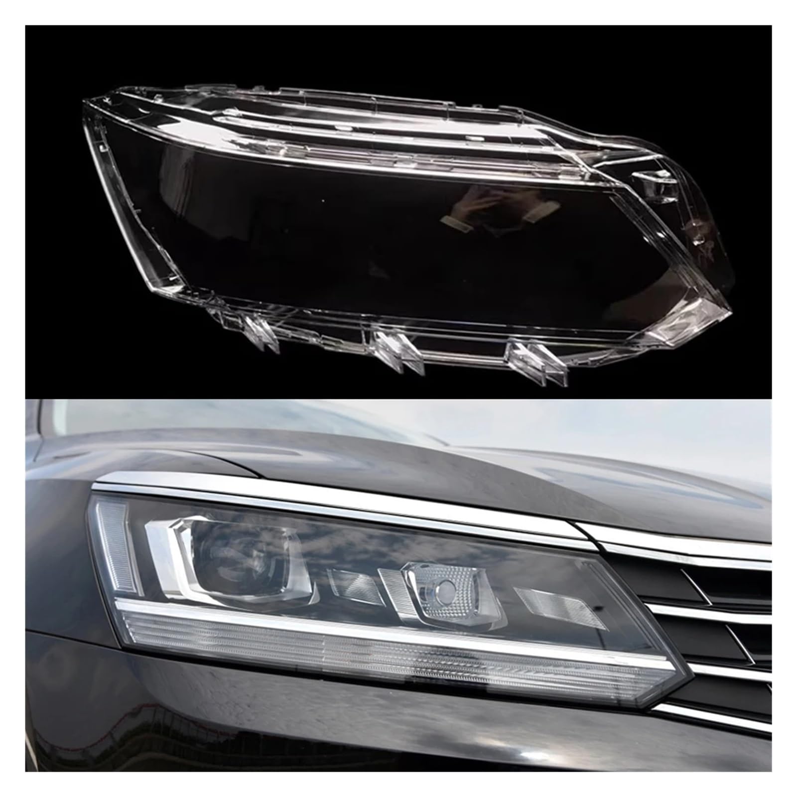 ZHANGAILINGBI Autoscheinwerferschale Lampenschirm Transparente Abdeckung Scheinwerferglas Scheinwerferlinsenabdeckung Kompatibel for VW Passat 2016 2017 2018(Low TransparentRight) von ZHANGAILINGBI