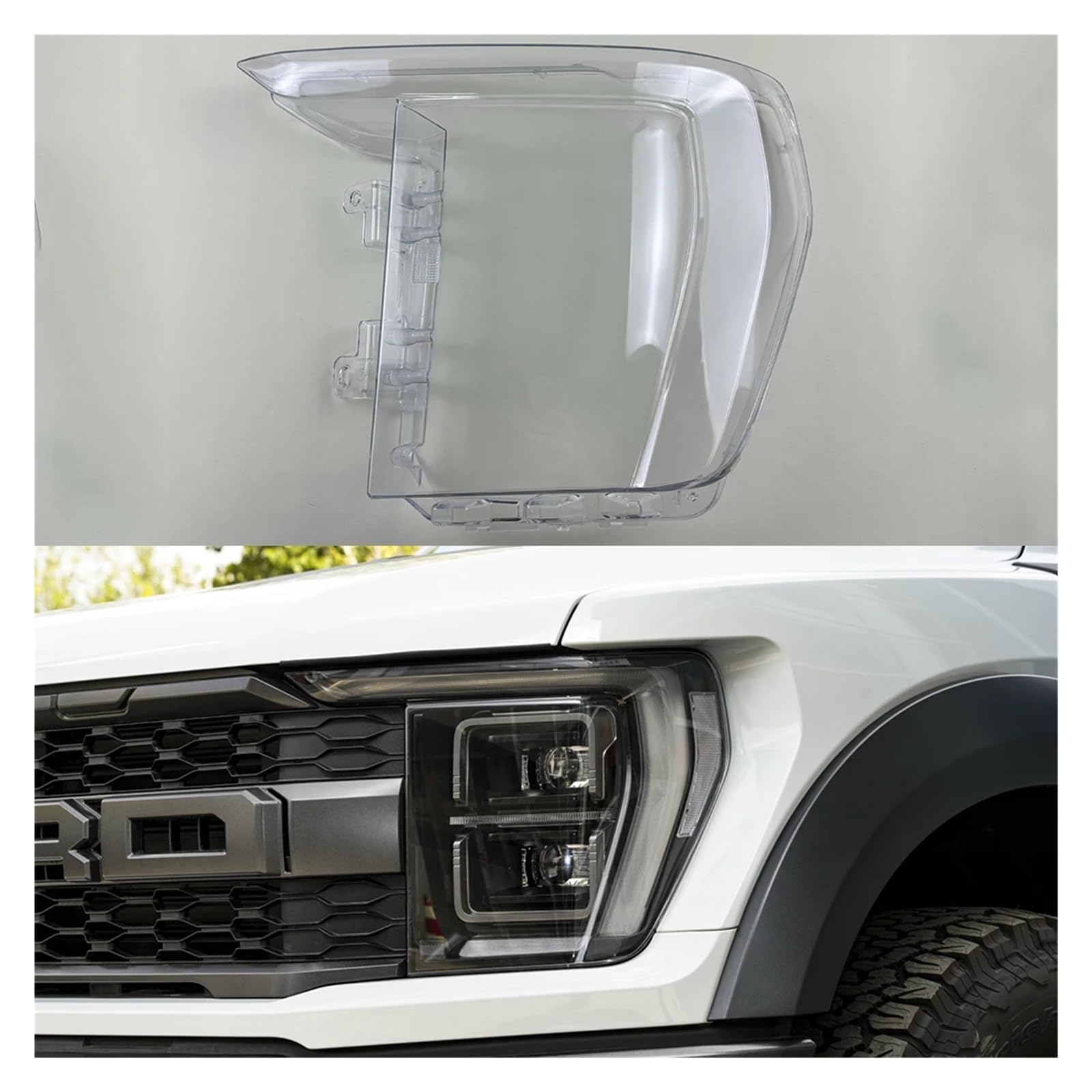 ZHANGAILINGBI Kompatibel for Ford Raptor F-150 2021 2022 2023 Scheinwerferabdeckung Transparenter Lampenschirm Scheinwerfergehäuse Ersetzen Sie die Originallinse(Left) von ZHANGAILINGBI