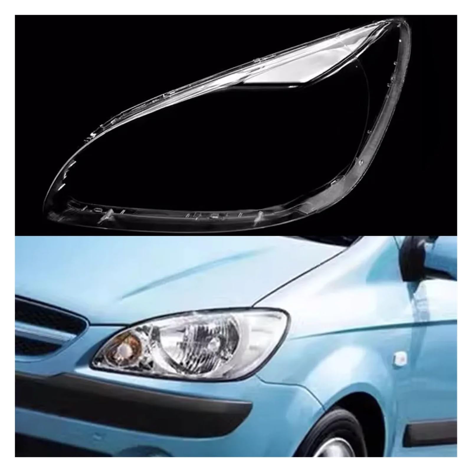 ZHANGAILINGBI Kompatibel for Hyundai Getz 2006–2011, Auto-Scheinwerfer-Abdeckung, Glasschale, vordere Scheinwerferkappen, transparenter Lampenschirm, Auto-Licht-Lampengehäuse(Left) von ZHANGAILINGBI