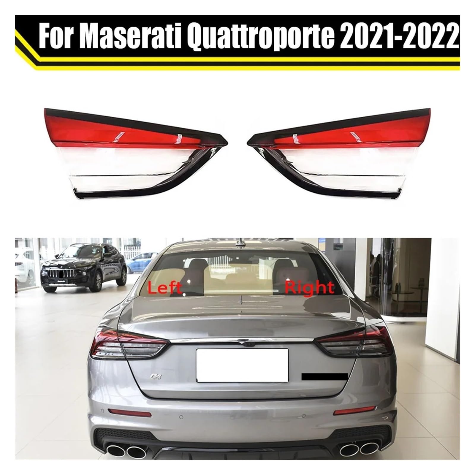 ZHANGAILINGBI Kompatibel for Maserati Quattroporte 2021 2022. Rücklichtgehäuse, Bremslichtgehäuse, Ersatz for Auto-Hecklampengehäuse, Abdeckungsmaske, Lampenschirm(Outside A Pair) von ZHANGAILINGBI