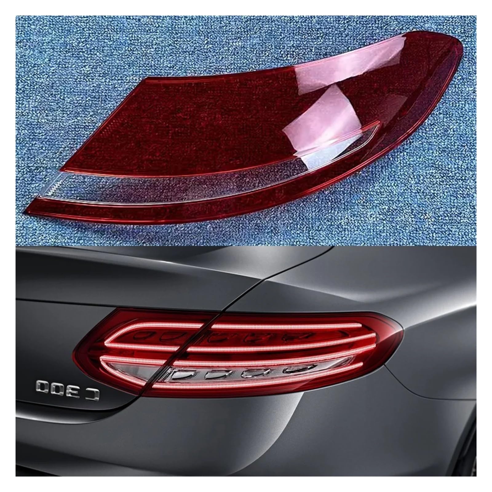 ZHANGAILINGBI Kompatibel for Mercedes-Benz C-Klasse 2-Türer Coupé W205 2015 2016 2017 2018. Auto-Rücklichtschale, Auto-Heckschalenabdeckung, Lampenschirmmaske(Outside Right) von ZHANGAILINGBI