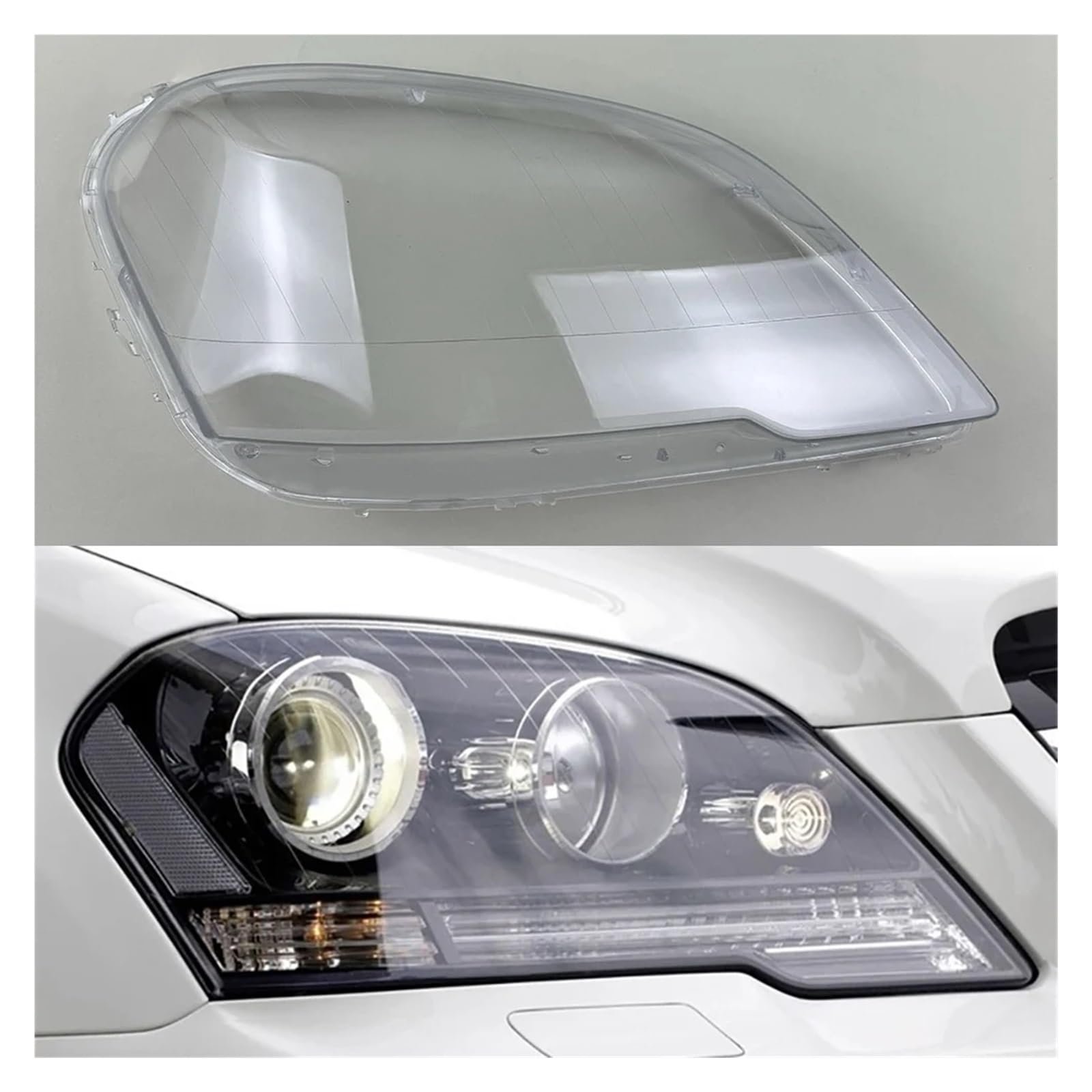 ZHANGAILINGBI Kompatibel for Mercedes-Benz M-Klasse W164 ML300 ML350 ML450 ML500 2008–2011. Autoglas-Scheinwerferabdeckung, Scheinwerfer-Objektivkappen, Lampenschirm(Right) von ZHANGAILINGBI