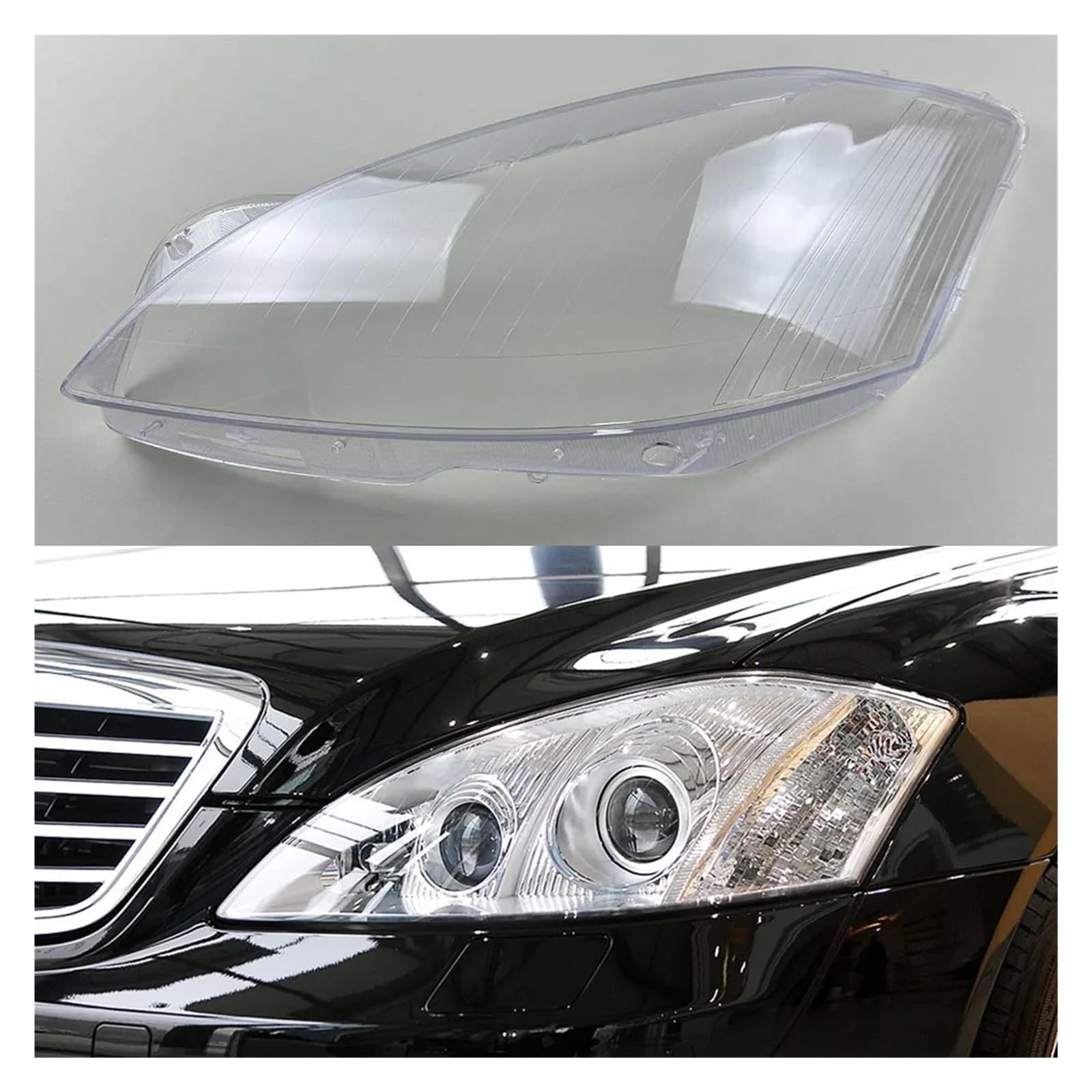 ZHANGAILINGBI Kompatibel for Mercedes-Benz S-Klasse W221 S300 S400 S500 S600 2006–2009. Transparente Scheinwerferabdeckung, Lampenschirm, Scheinwerferschale(Left) von ZHANGAILINGBI