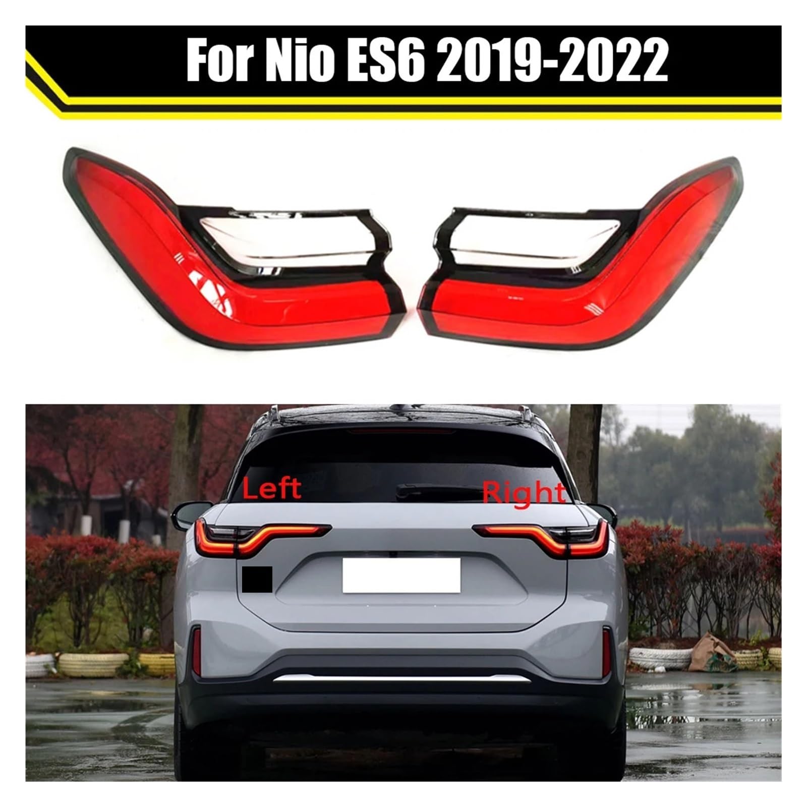 ZHANGAILINGBI Kompatibel for Nio ES6 2019 2020 2021 2022 Auto-Rücklichtgehäuse Bremslichtgehäuse-Ersatz Auto-Heckgehäuse-Abdeckungsmaske Lampenschirm(Inside A Pair) von ZHANGAILINGBI