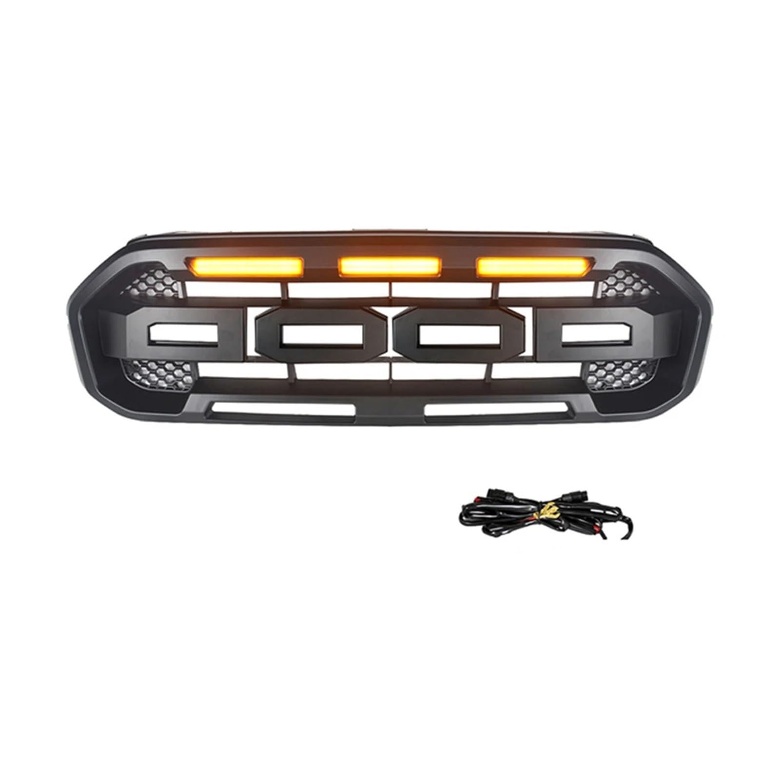 ZHANGAILINGBI Kompatibel for Ranger T8 XLT MK2 2018 2019 2020, modifizierter ABS-Frontstoßstangengrill – Renngrill mit LED-Lichtoptionen(Yellow Light) von ZHANGAILINGBI