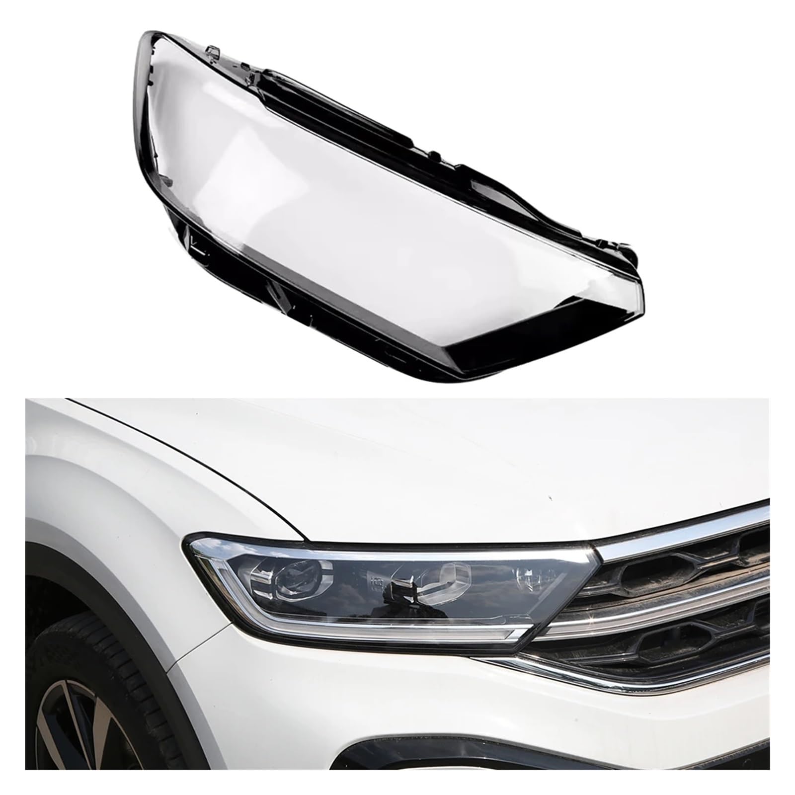 ZHANGAILINGBI Kompatibel for VW T-ROC 2023 2024 Scheinwerfer-Lichtgehäuse, Auto-Scheinwerfer-Objektivabdeckung, Lampenschirm, Glas, Lampenabdeckungskappen, Scheinwerferschale(Right) von ZHANGAILINGBI