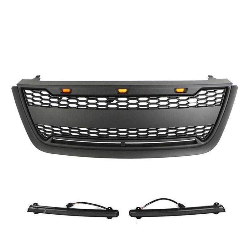 ZHANGAILINGBI Mattschwarzer/Grauer ABS-Frontstoßstangengrill – kompatibel mit Ford Expedition 2003 2004 2005 2006 – Leichter Renngrill – Auto-Außenzubehör(Black with Light Bar) von ZHANGAILINGBI