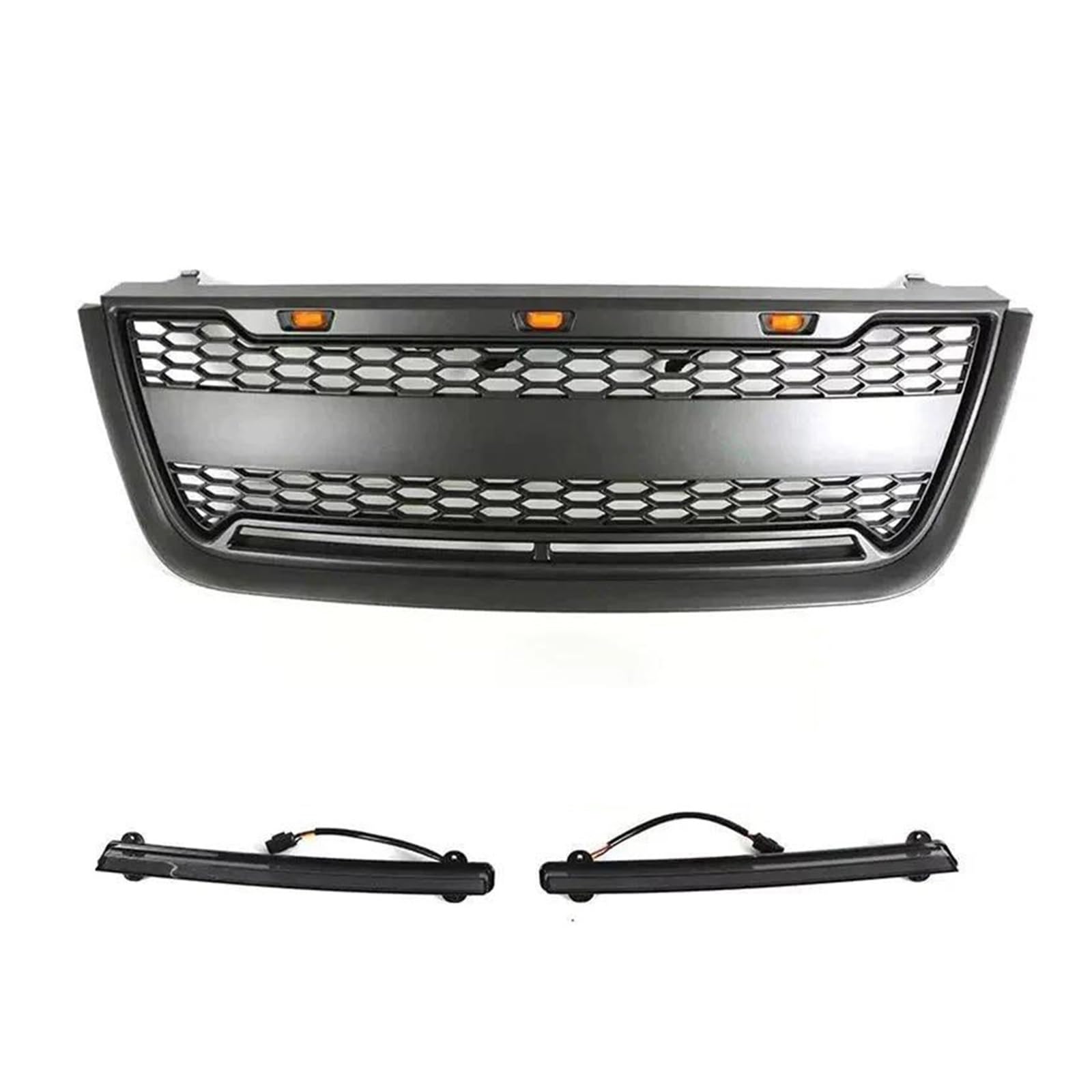 ZHANGAILINGBI Mattschwarzer/Grauer ABS-Frontstoßstangengrill – kompatibel mit Ford Expedition 2003 2004 2005 2006 – Leichter Renngrill – Auto-Außenzubehör(Grey with Light Bar) von ZHANGAILINGBI