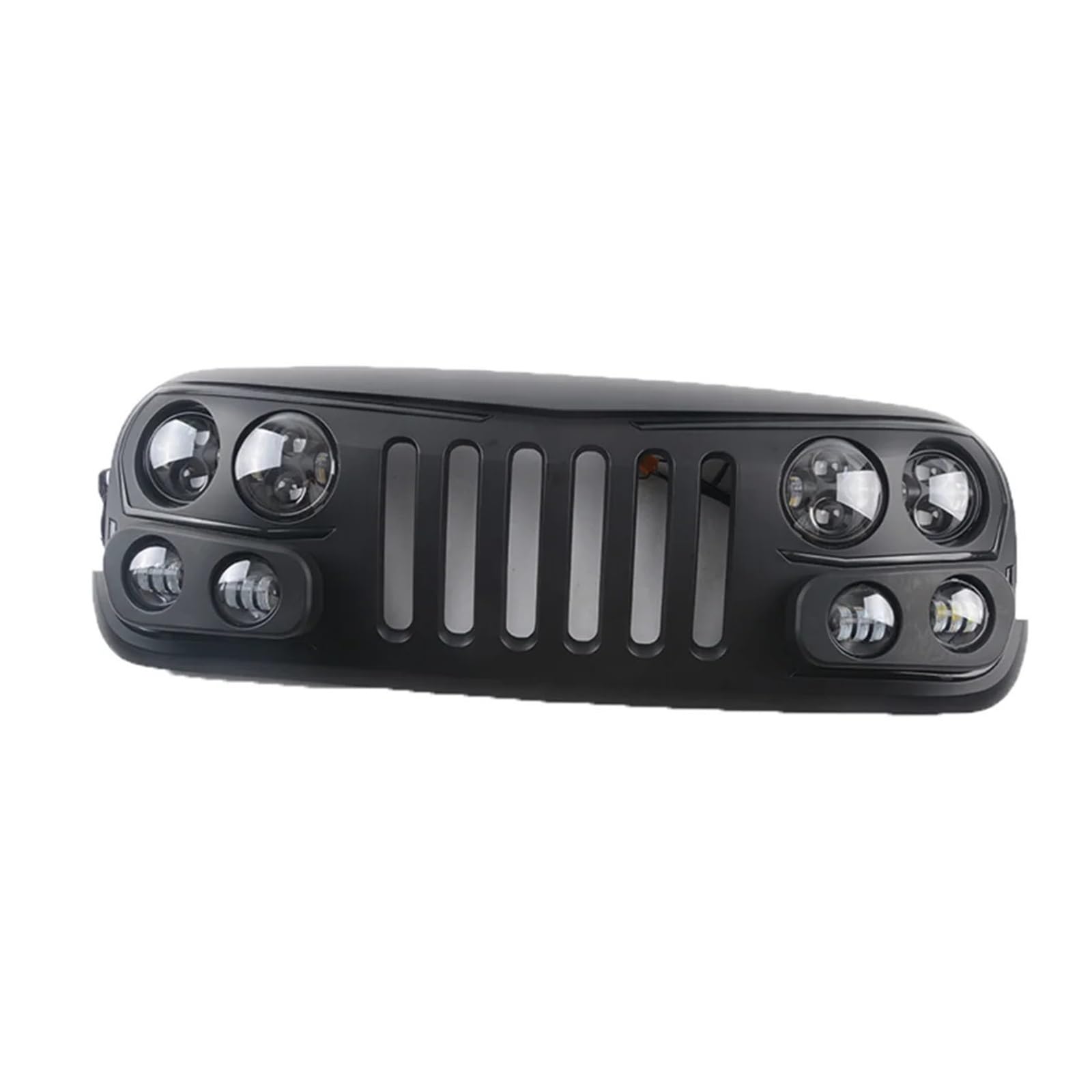 ZHANGAILINGBI Mattschwarzer ABS-Frontgrill – kompatibel mit Jeep Wrangler JK 2007–2017 – Renngrill mit Lichtern – Auto-Außenzubehör von ZHANGAILINGBI