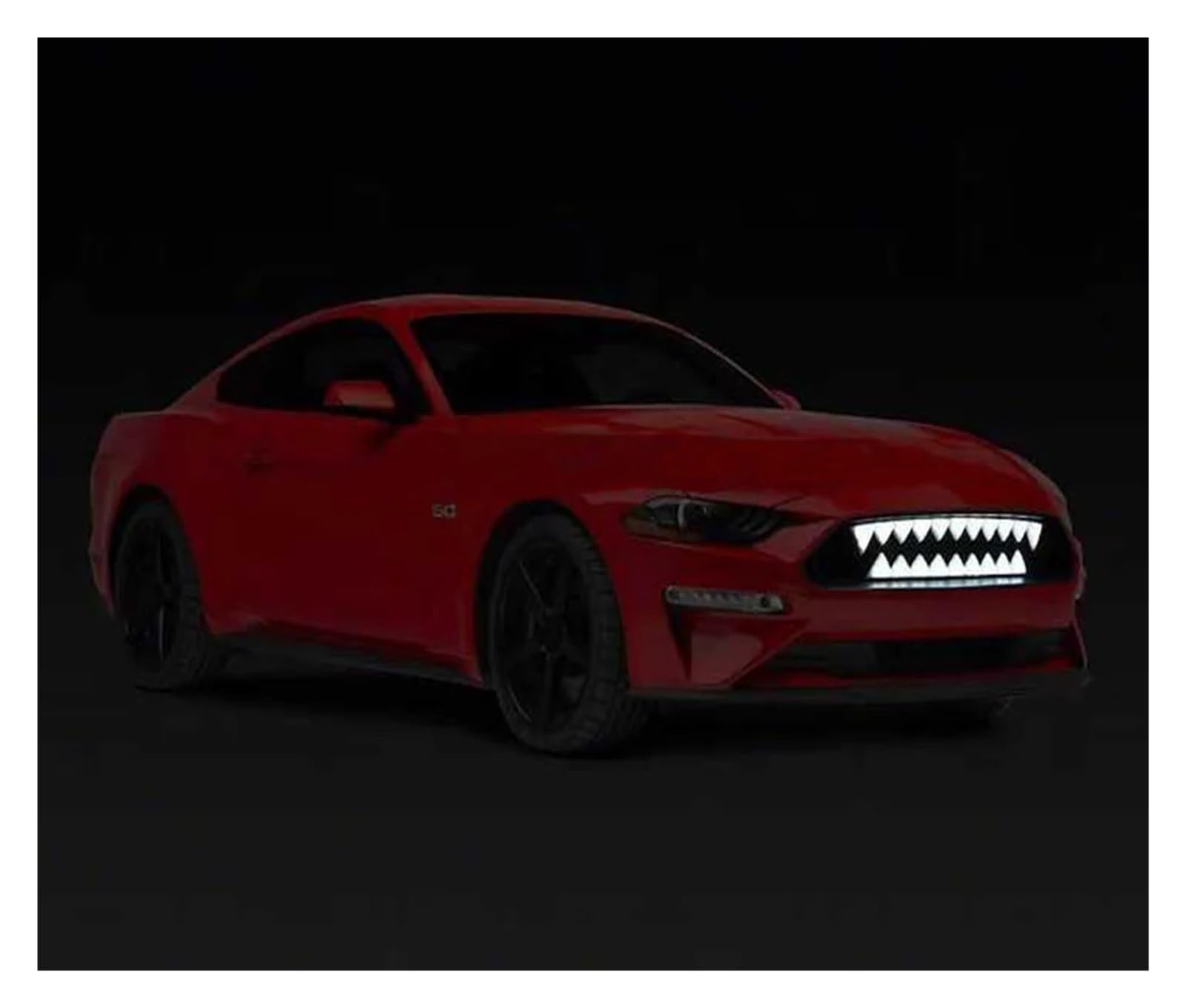 ZHANGAILINGBI Oberer Grill mit ABS-Zähnen – kompatibel mit Ford Mustang 2018–2023, mattschwarzer Renngrill mit Licht – Auto-Außenteile(White Light) von ZHANGAILINGBI