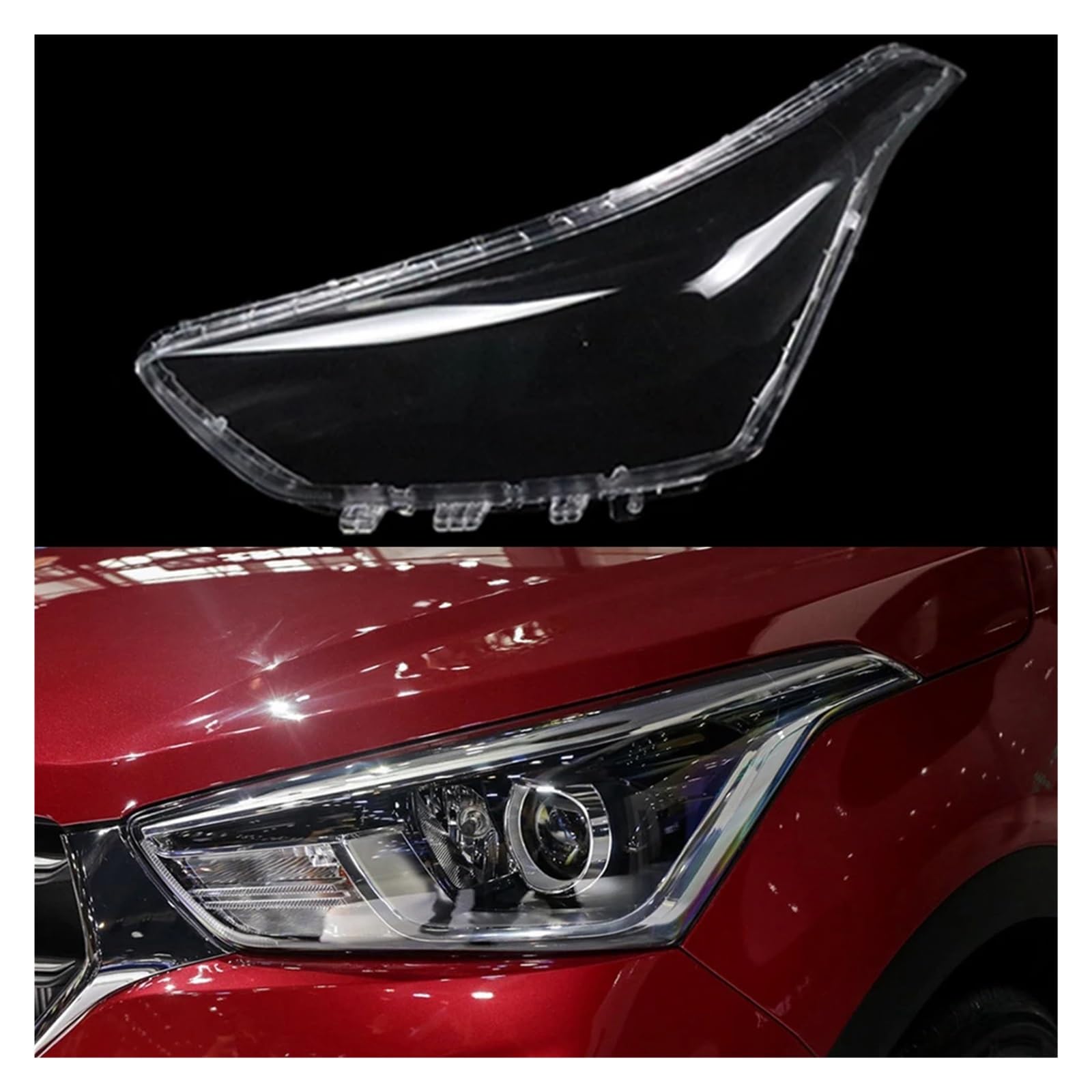 ZHANGAILINGBI Transparentes Lichtgehäuse, kompatibel mit Hyundai ix25 2015 2016 2017, Auto-Frontscheinwerfer-Objektivabdeckung, Scheinwerfer, Lampenschirm, Glas, Lampengehäusekappen(Left) von ZHANGAILINGBI