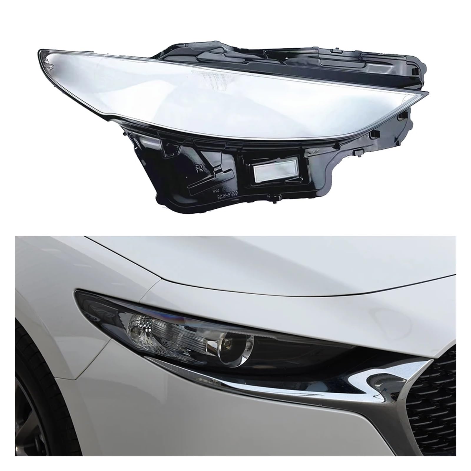 ZHANGAILINGBI Transparentes Lichtgehäuse, kompatibel mit Mazda 3 Axela 2019–2021, Auto-Frontscheinwerfer-Objektivabdeckung, Auto-Scheinwerfer-Lampenschirm, Glas, Lampengehäusekappen(Right) von ZHANGAILINGBI