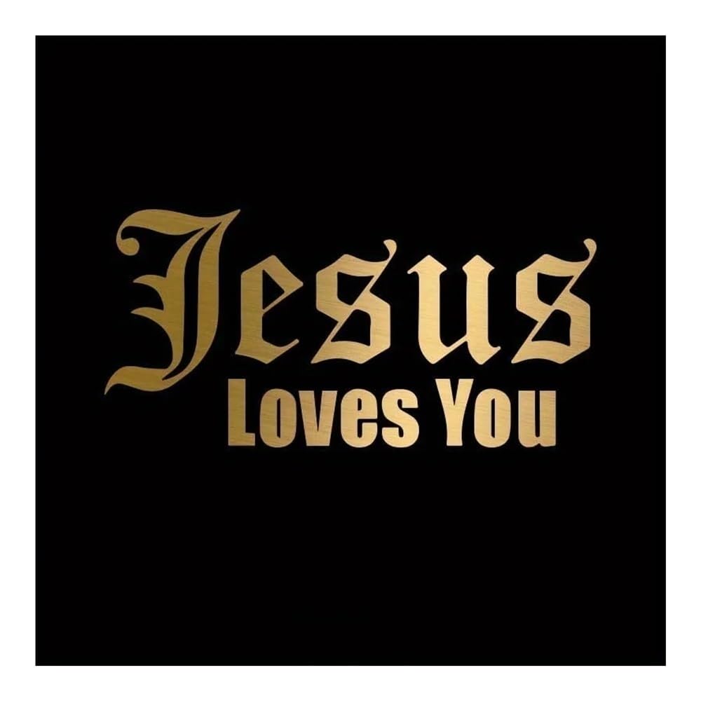 1 x Jesus Love You Auto-Aufkleber, selbstklebend, Vinyl, Buchstaben-Dekoration, Motorhaube, Kofferraum, Fenster, Karosserie (Gold, 26,2 x 54 cm) von ZHANGANRAN