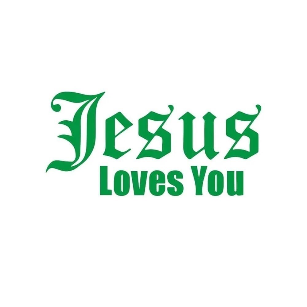 1 x Jesus Love You Auto-Aufkleber, selbstklebend, Vinyl, Buchstaben-Dekoration, Motorhaube, Kofferraum, Fenster, Karosserie (Grün, 26,2 x 54 cm) von ZHANGANRAN