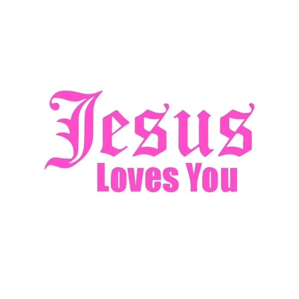 1 x Jesus Love You Auto-Aufkleber, selbstklebend, Vinyl, Buchstaben-Dekoration, Motorhaube, Kofferraum, Fenster, Karosserie (Roze, 26,2 x 54 cm) von ZHANGANRAN