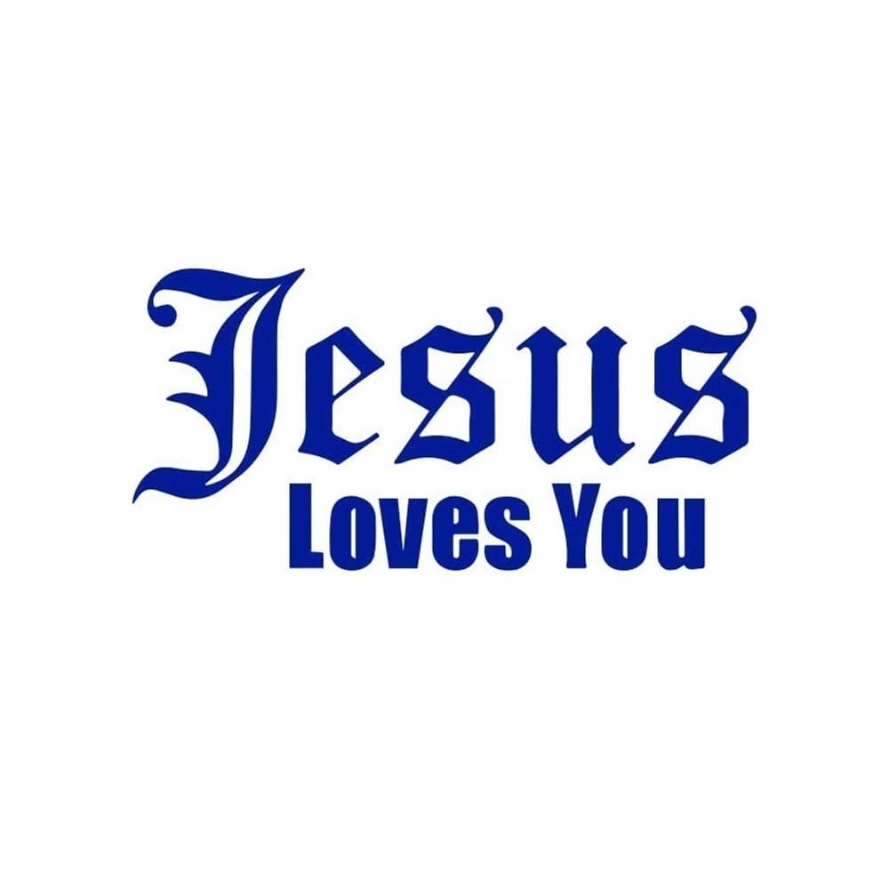 1 x Jesus Love You Auto-Aufkleber, selbstklebend, Vinyl, Buchstaben-Dekoration, Motorhaube, Kofferraum, Fenster, Karosserie (blau, 13,6 x 28 cm) von ZHANGANRAN