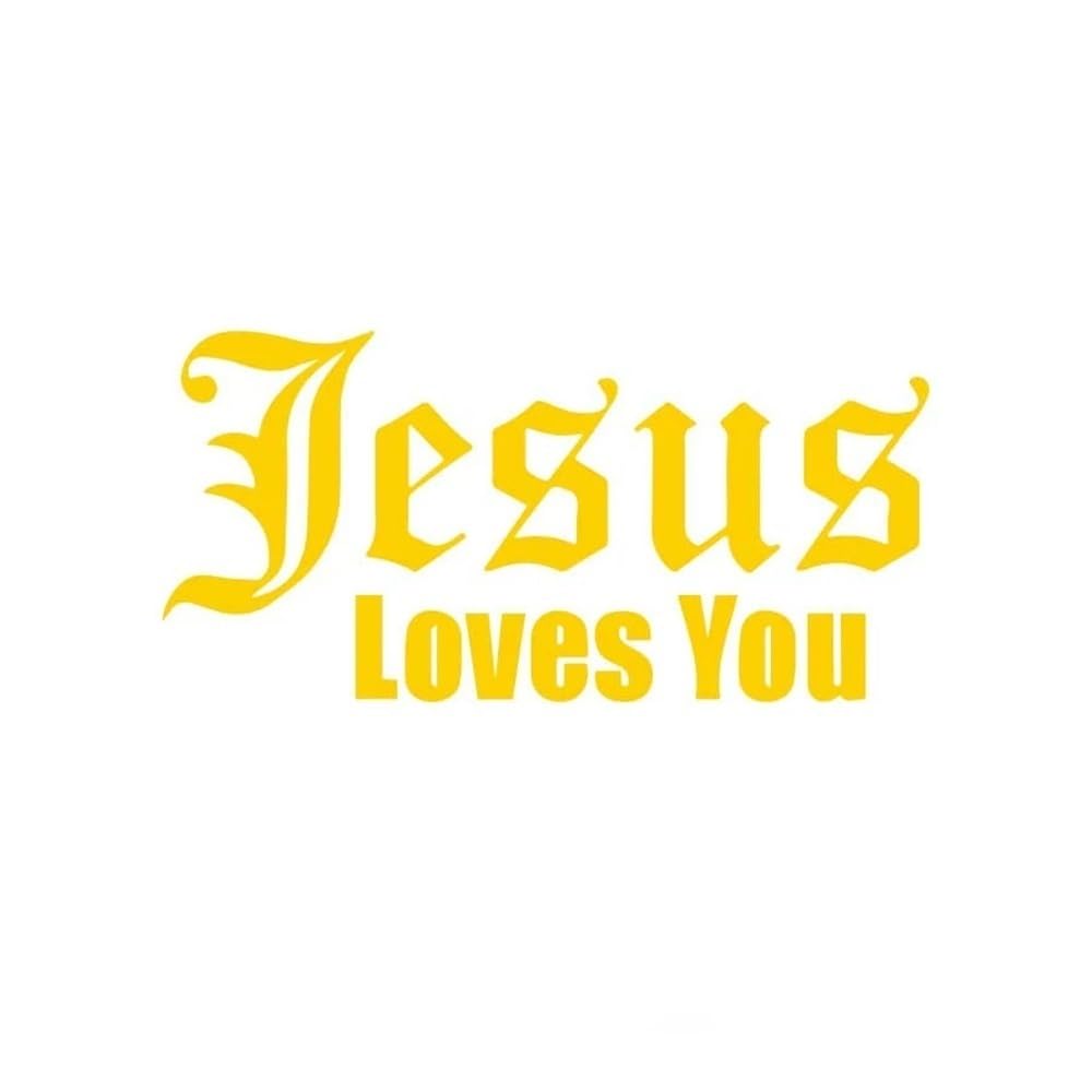 1 x Jesus Love You Auto-Aufkleber, selbstklebend, Vinyl, Buchstaben-Dekoration, Motorhaube, Kofferraum, Fenster, Karosserie (gelb, 19,4 x 40 cm) von ZHANGANRAN