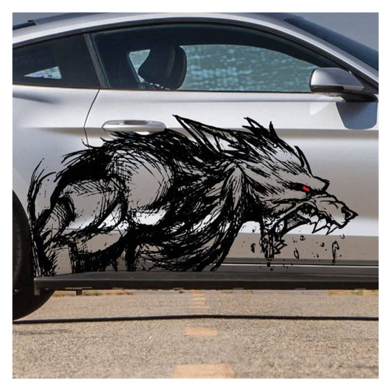 Ranger Coyote Wolf Tattoo Grunge Design Tribal Tür Bett Seite Pickup Auto Vinyl Grafik Aufkleber (Schwarz 7) von ZHANGANRAN