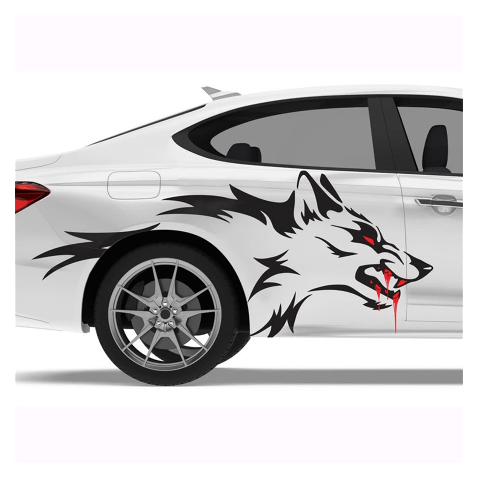 Wolf Tattoo Distressed Grunge Tribal Tür Bett Seite Pickup Fahrzeug LKW Auto Vinyl Grafik Aufkleber (Grün) von ZHANGANRAN