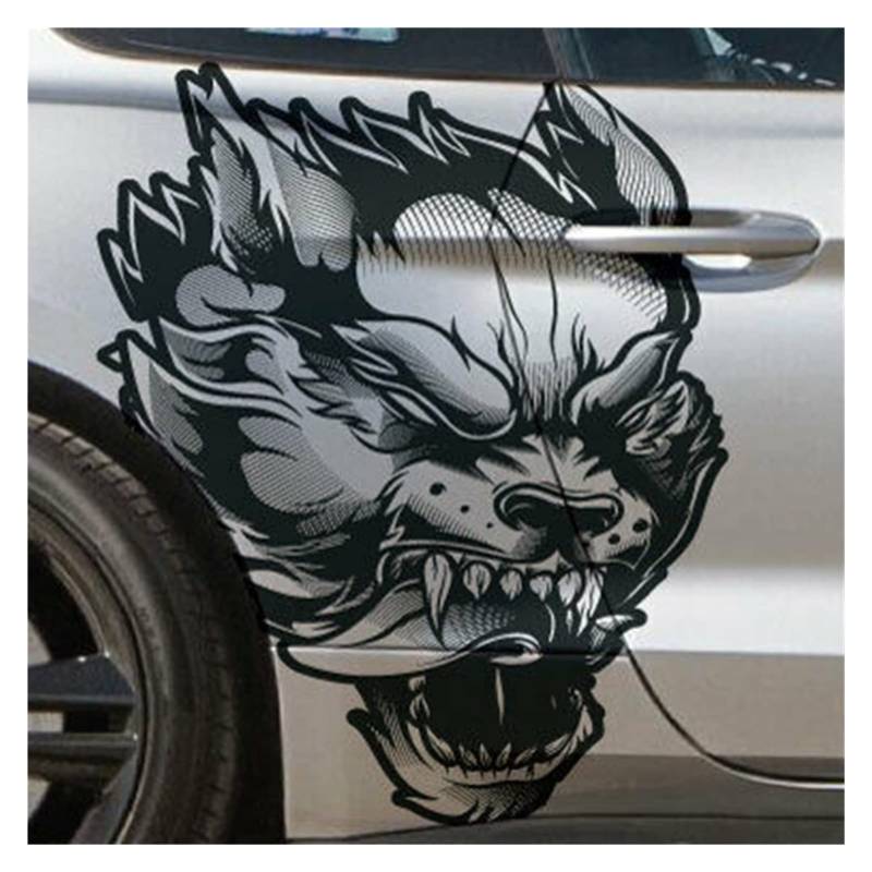 Wolf Tattoo Distressed Grunge Tribal Tür Bett Seite Pickup Fahrzeug LKW Auto Vinyl Grafik Aufkleber (Nero) von ZHANGANRAN