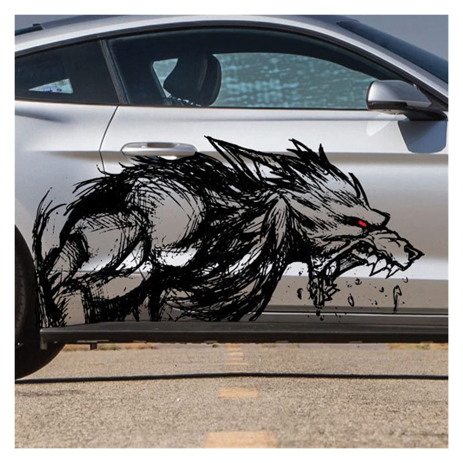 Wolf Tattoo Distressed Grunge Tribal Tür Bett Seite Pickup Fahrzeug LKW Auto Vinyl Grafik Aufkleber (Weiß) von ZHANGANRAN