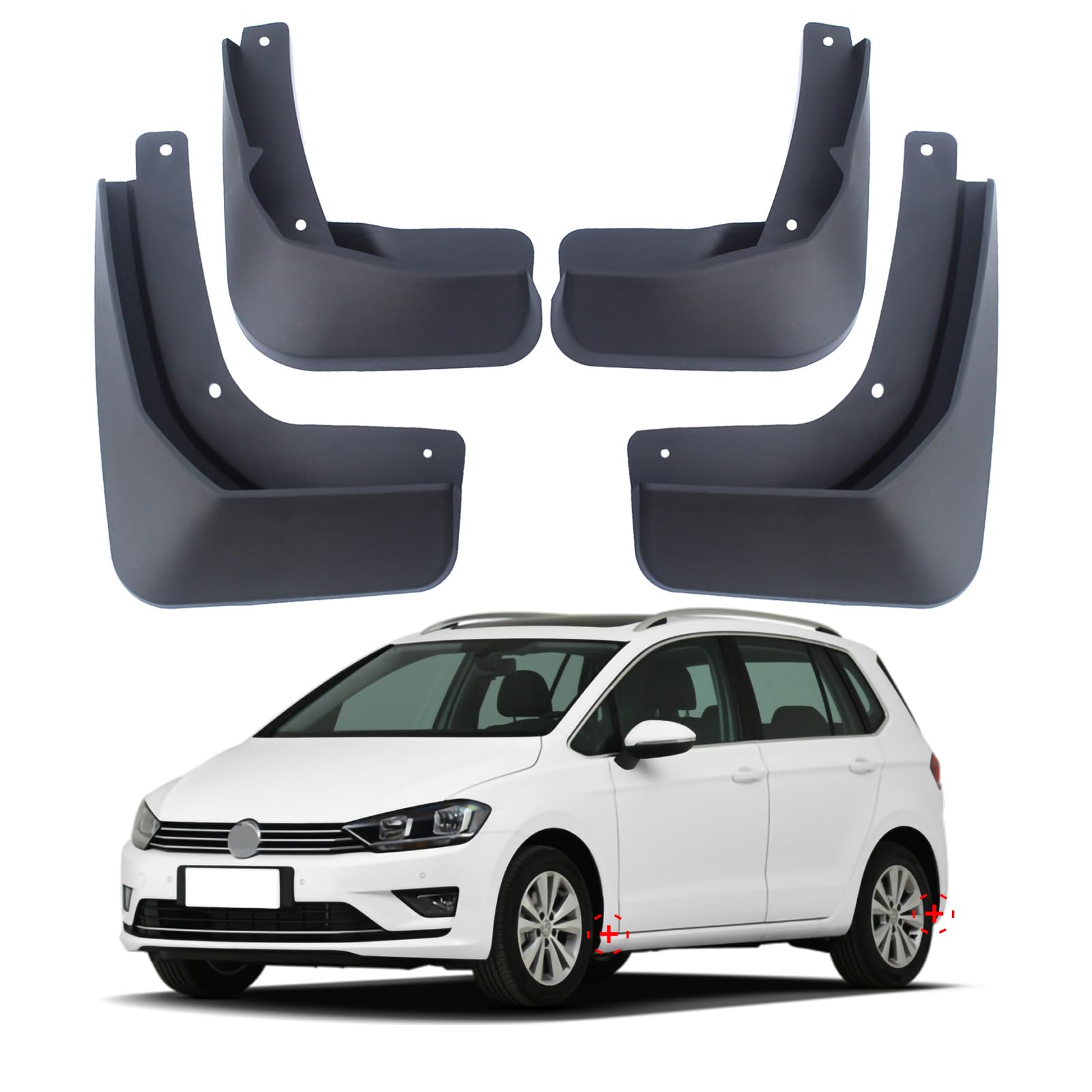 Schmutzfänger für Volkswagen Golf 7 Sportsvan 2013–2017, Schmutzfänger, Spritzschutz, Kotflügel, vorne und hinten, VW Golf 7 Sportsvan, Schmutzfänger, 4 Stück von ZHANGQINGHUI