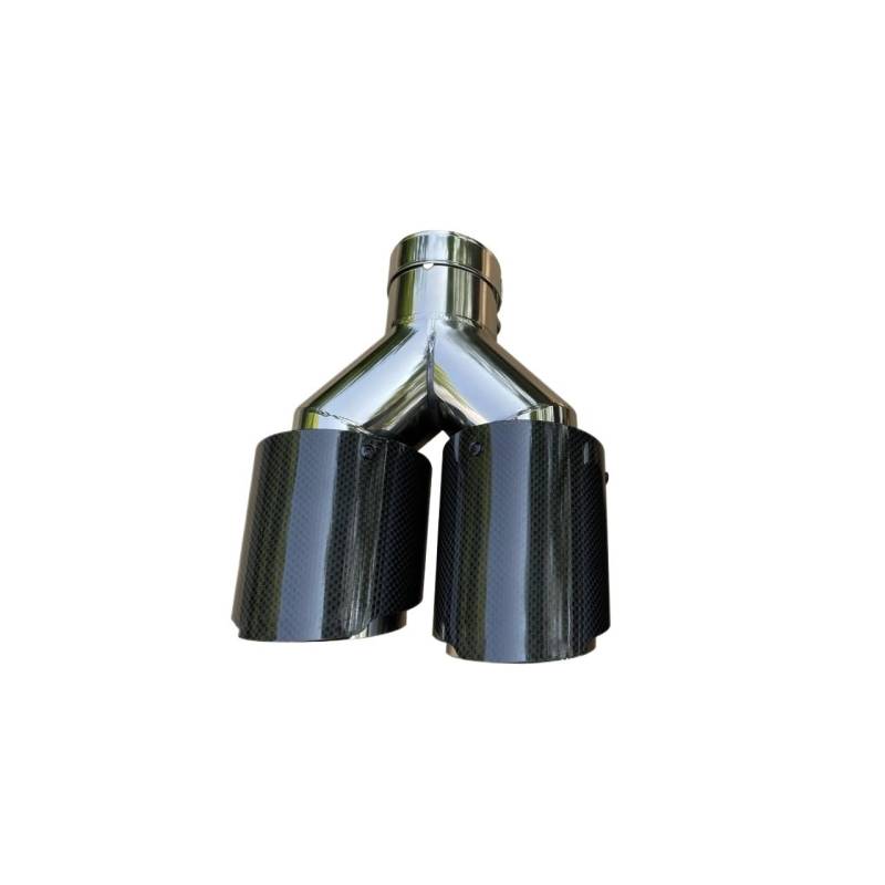 Auspuffblende 1 PC Automobil Universal Tail Throat Edelstahl Schalldämpfer Doppel-Outlet Auspuff Düse Spitze Endrohre von ZHANGTONG