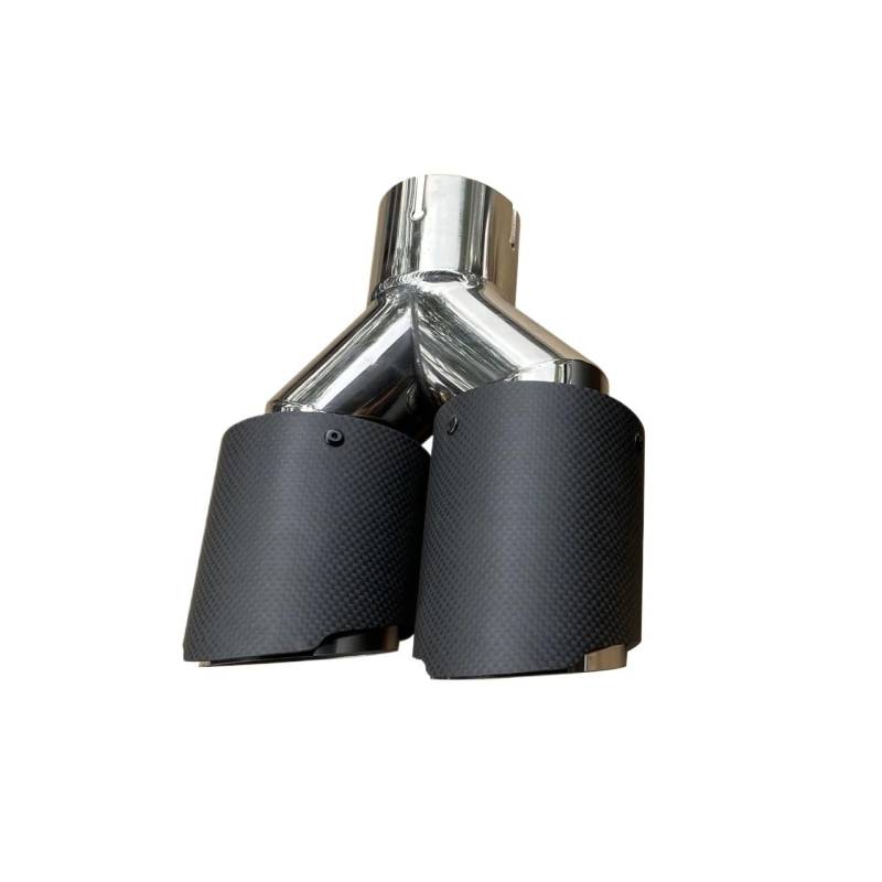 Auspuffblende 1PCS Automobil Universal Doppel-Outlet Auspuff Spitze Edelstahl Muffel Auspuff Düse Endrohre von ZHANGTONG