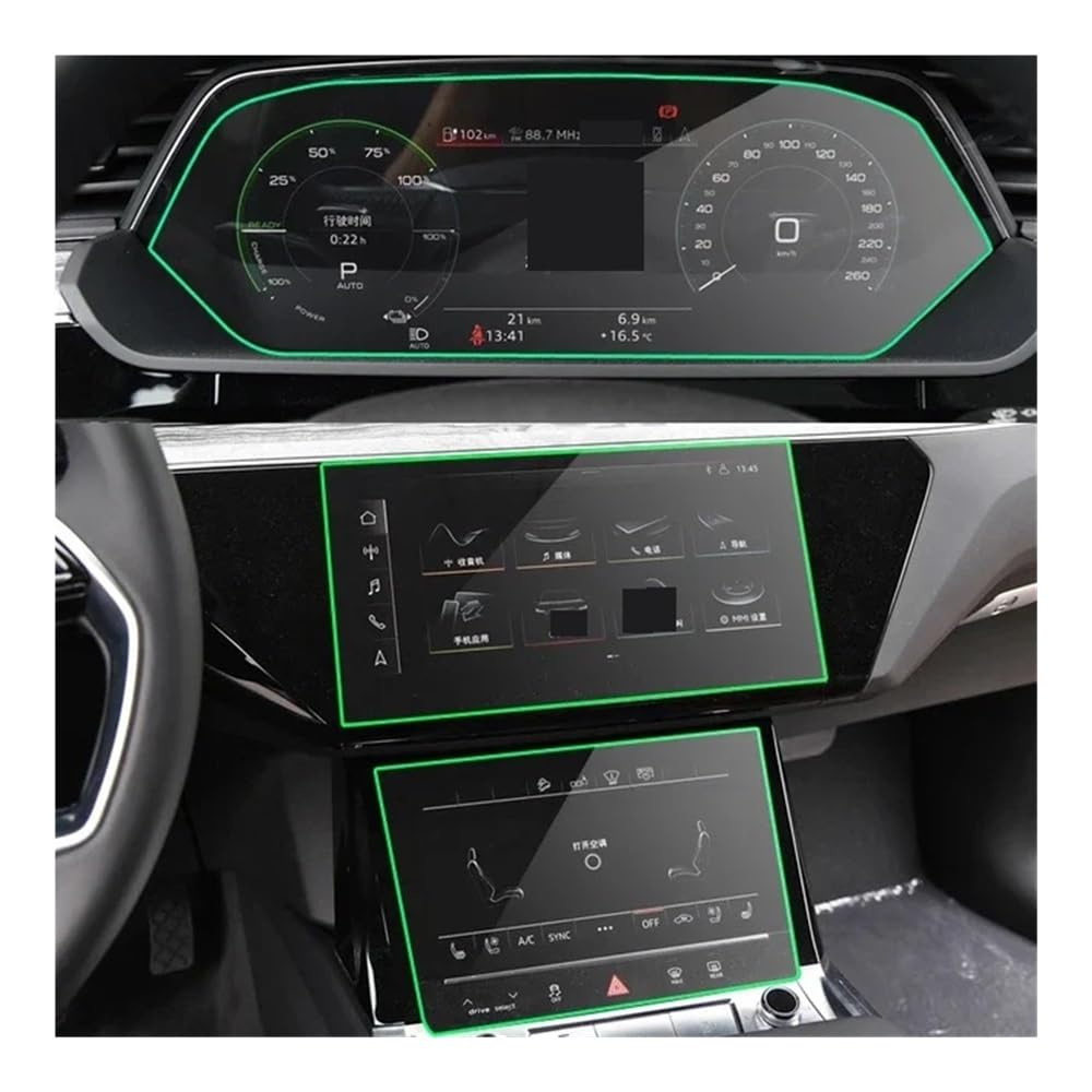 Displayschutzfolie Displayschutzfolie aus gehärtetem Glas, GPS-Navigation, Armaturenbrettschutz für E-tron 2018–2021 Virtual Cockpit Schutzfolie von ZHANGTONG