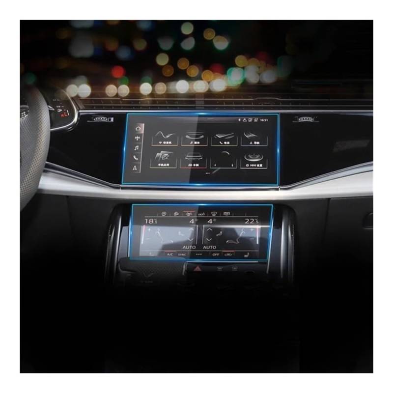 Displayschutzfolie Für Q7 Für Q8 2020-2022 Auto Navigation Screen Dashboard Bildschirm Auto Innen Zubehör Gehärtetem Glas Schutz Film Virtual Cockpit Schutzfolie von ZHANGTONG