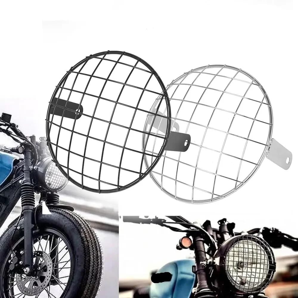 ZHANGTONG Scheinwerferschutz 7'' Motorrad Scheinwerfer Mesh Grill Metall Scheinwerfer Platz Schutzfolie Abdeckung Schwarz Für Har&ley von ZHANGTONG