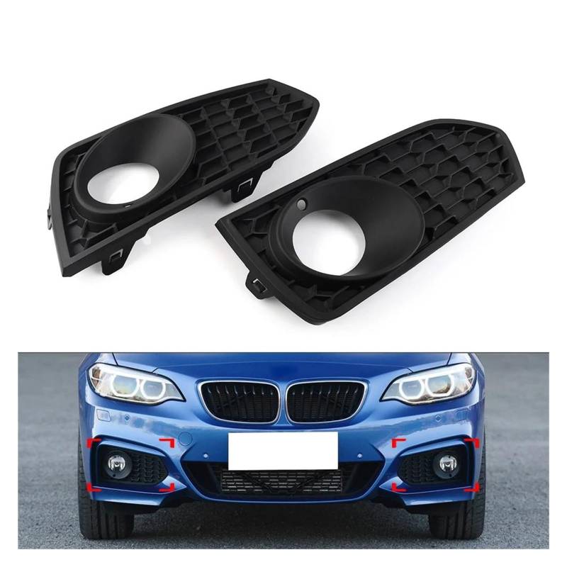 Auto Frontgrill Für 2 Serie F22 F23 2Pcs Auto Closed Mesh Front Stoßstange Nebel Lampe Kühlergrill Abdeckung Mit Licht Loch Kühlergrill Vorne von ZHANGWENLING