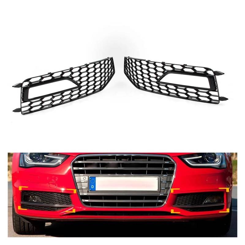 Auto Frontgrill Für A4 B8.5 S-line S4 RS4 2013 2014 2015 Honeycomb Mesh Schutz Grill 2Pcs Auto Front Stoßstange Nebel Licht Kühlergrill Abdeckung Kühlergrill Vorne von ZHANGWENLING