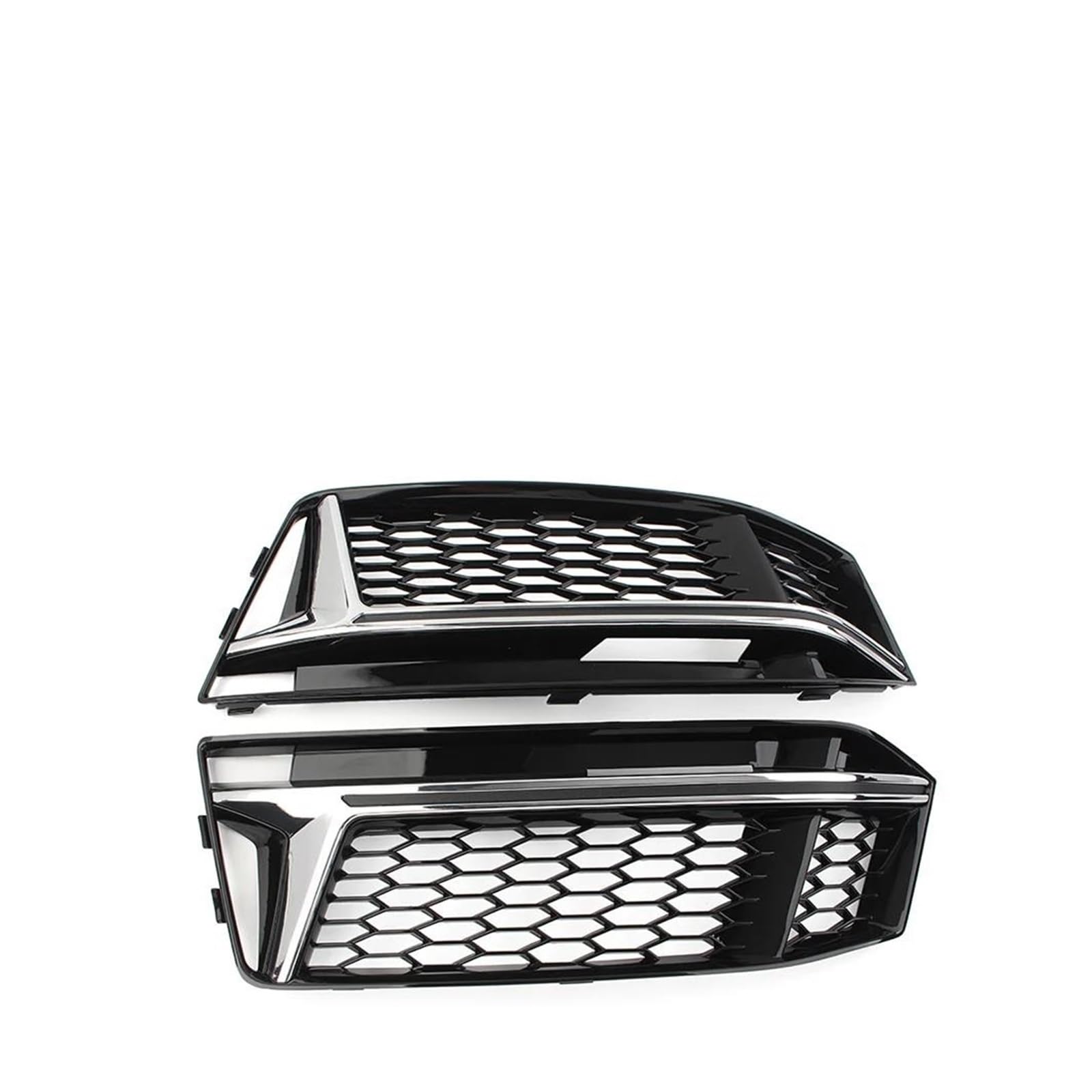 Auto Frontgrill Für A4 B9 S-Line S4 2016 2017 2018 1 Paar Glänzend Schwarze Auto-Frontstoßstange Nebelscheinwerfer-Kühlergrill-Abdeckung Honeycomb Mesh Grill Kühlergrill Vorne(Chrome Glossy Black) von ZHANGWENLING