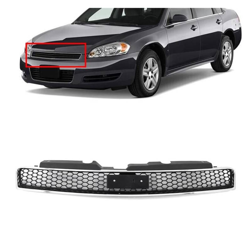 Auto Frontgrill Für Chevrolet Für Monte Carlo Impala Begrenzte Ss 2006-2016 Auto Honeycomb Frontschürze Mitte Grille Oberen Grill Zubehör Kühlergrill Vorne(Chrome Black) von ZHANGWENLING