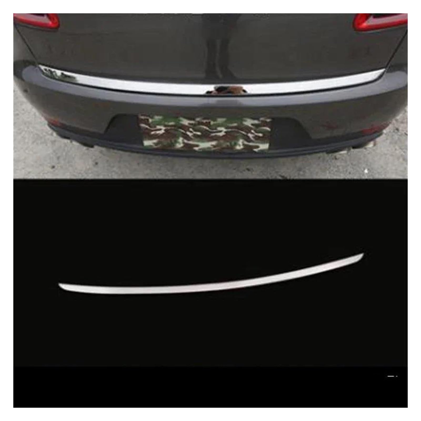 Auto Frontgrill Für Macan 2014 2015 2016 2017 2018 Front Grill Trim Augenbraue Nebel Licht Dekorative Aufkleber Auto Körper Stamm Sill Platte Kühlergrill Vorne(Rear Trunk Trims) von ZHANGWENLING