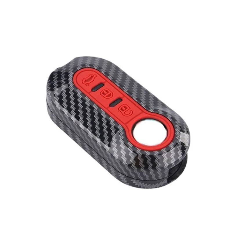 Autoschlüssel Hülle Cover Für FIAT Für 500 Für 500L Für 500X Für Abarth Carbon Abs Auto Schlüssel Fob Shell 3-Taste Schlüsselhülle Cover(1) von ZHANGWENLING