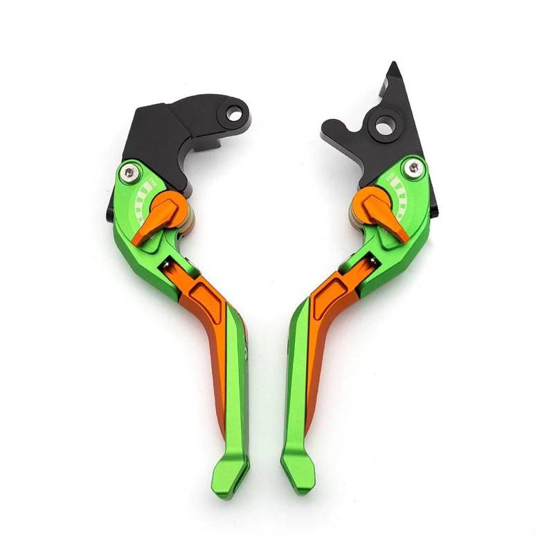 Bremshebel Für Daytona 675R 2011-2016 CNC 3D Verstellbare Faltbare Ausziehbare Motorradbremskupplungshebel Griffgriffe Set Bremsgriff(Green-Orange Lever) von ZHANGWENLING